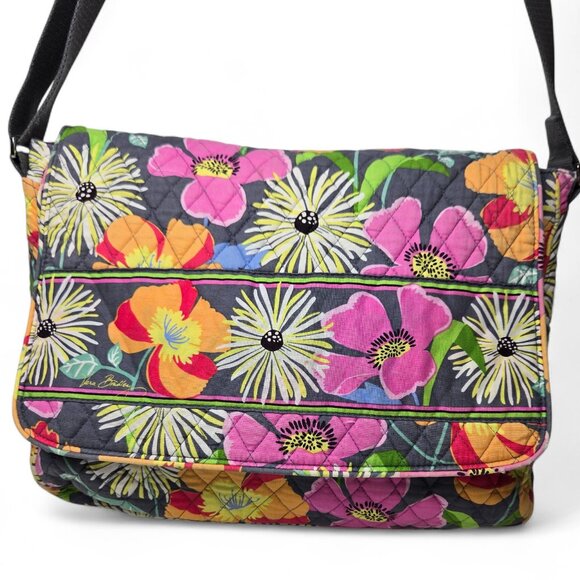 Vera Bradley Jazzy Bloom Diamond Quilted Messenger Bag Women's Floral Everyday - Picture 2 of 10